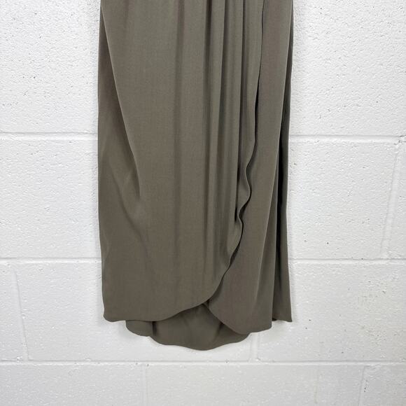 Halston Silk Dress Draped Halter Cocktail IT 42 US 6 Olive Grecian - Picture 7 of 7